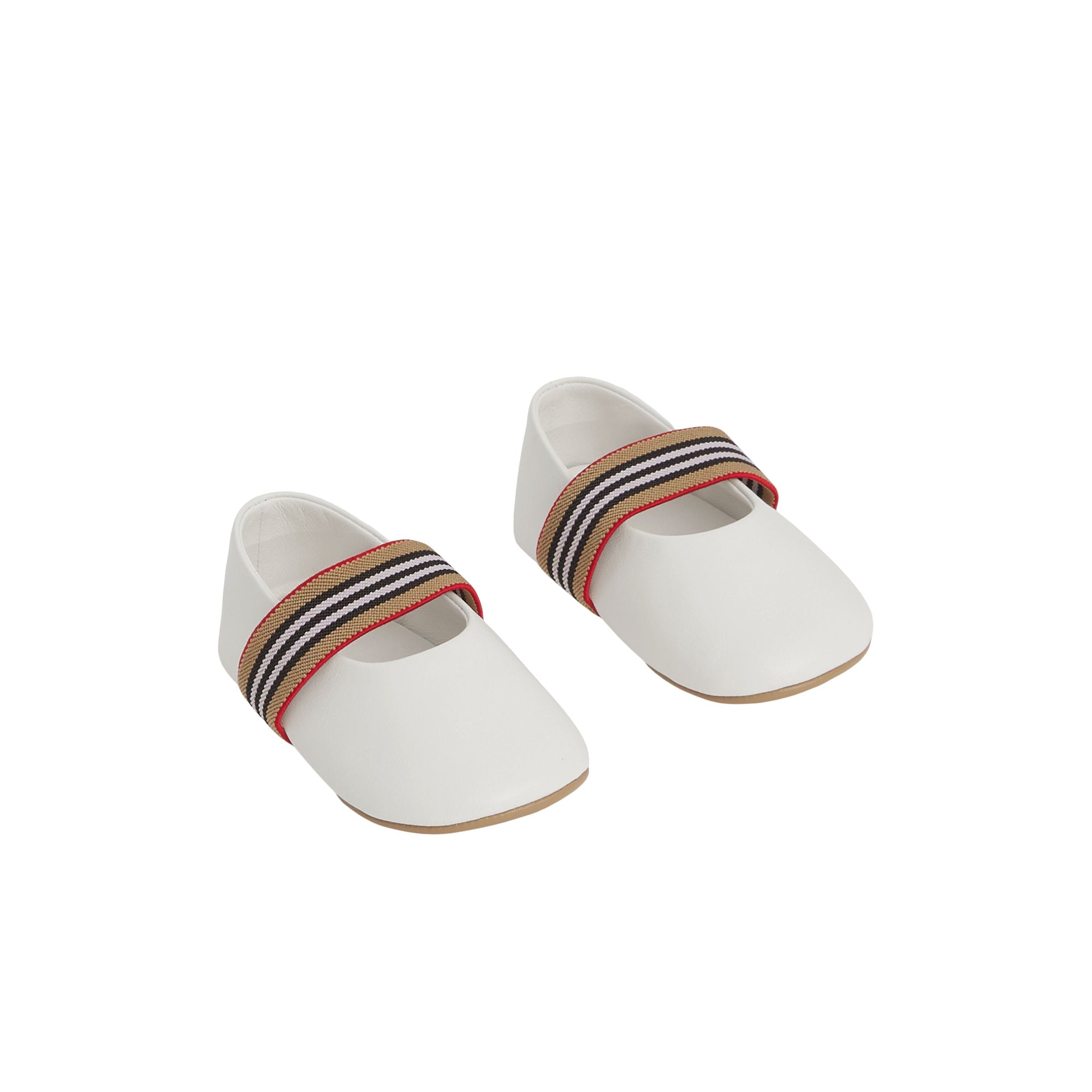 Ballerines à rayures iconiques en cuir - Optic White