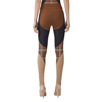 Legging en jersey stretch avec Check - Dark Birch Brown