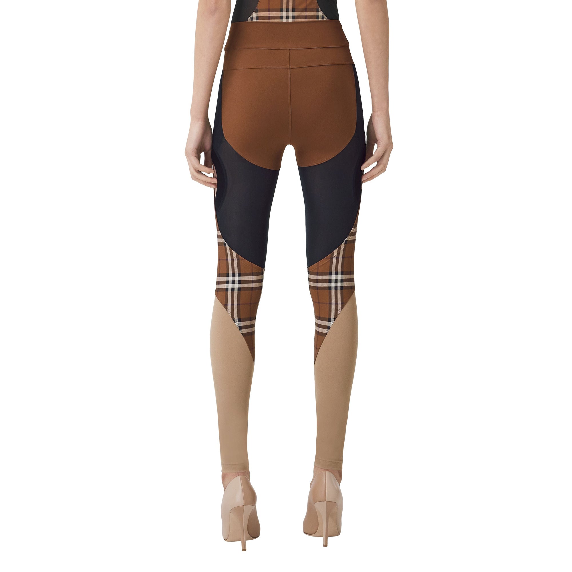 Legging en jersey stretch avec Check - Dark Birch Brown