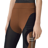 Legging en jersey stretch avec Check - Dark Birch Brown