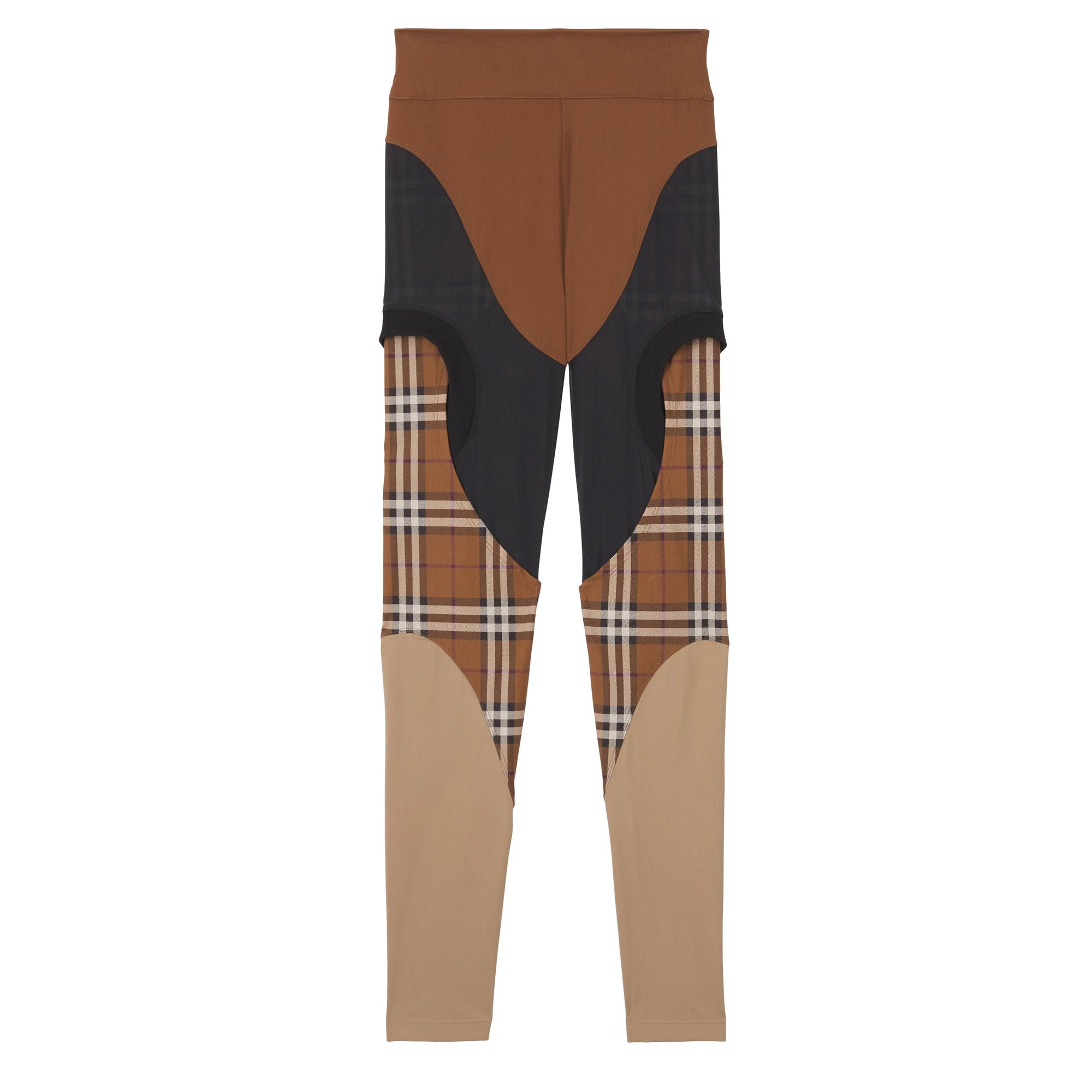 Legging en jersey stretch avec Check - Dark Birch Brown