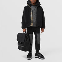 Veste en molleton monogramme à panneaux matelassés - Black