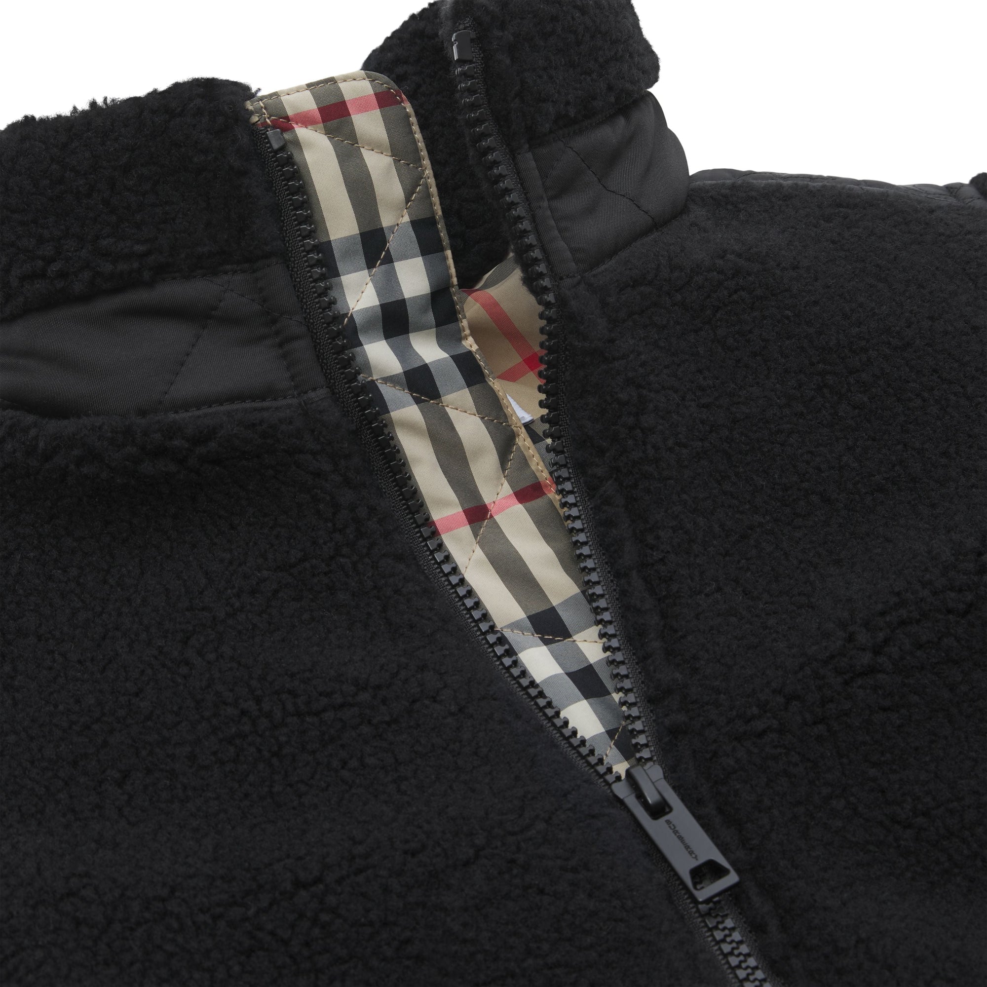Veste en molleton monogramme à panneaux matelassés - Black