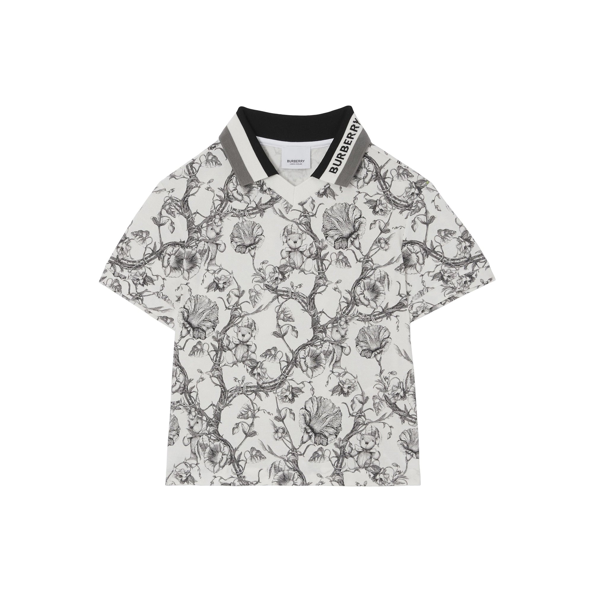 Polo à illustration florale - Black & White
