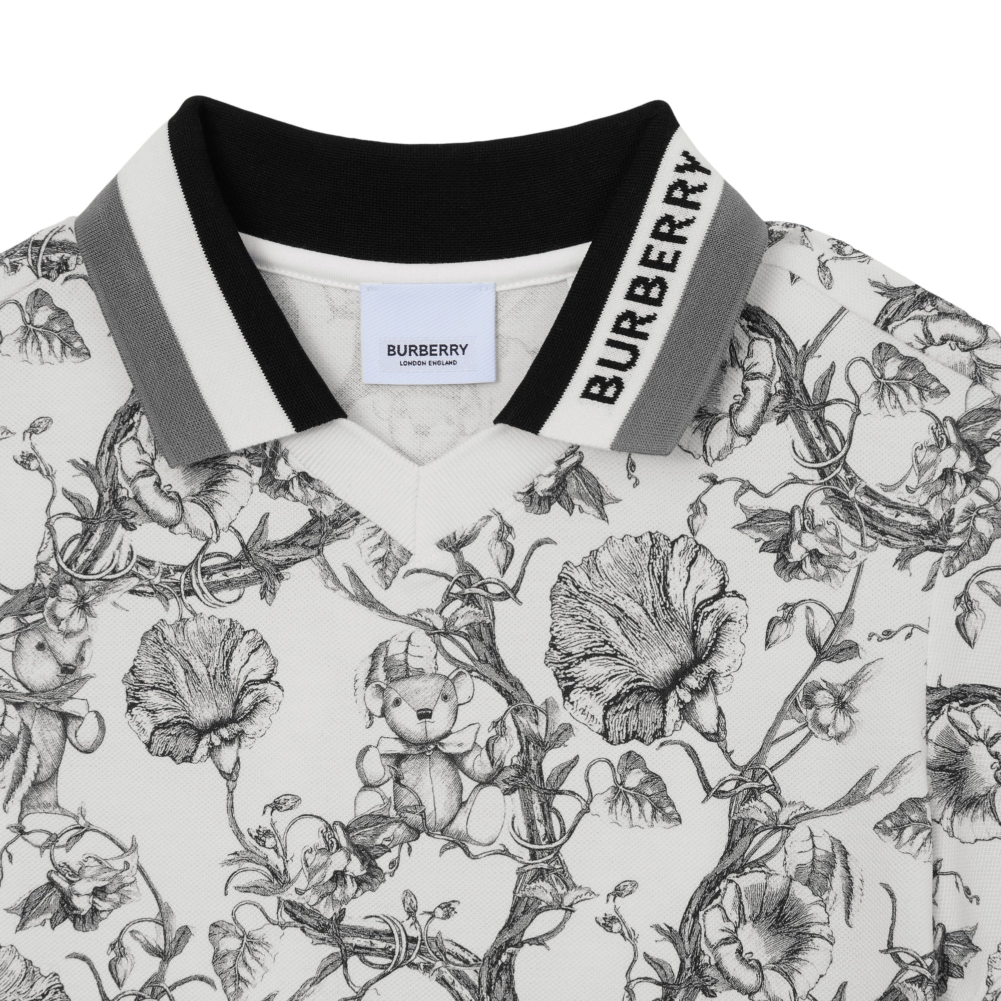 Polo à illustration florale - Black & White