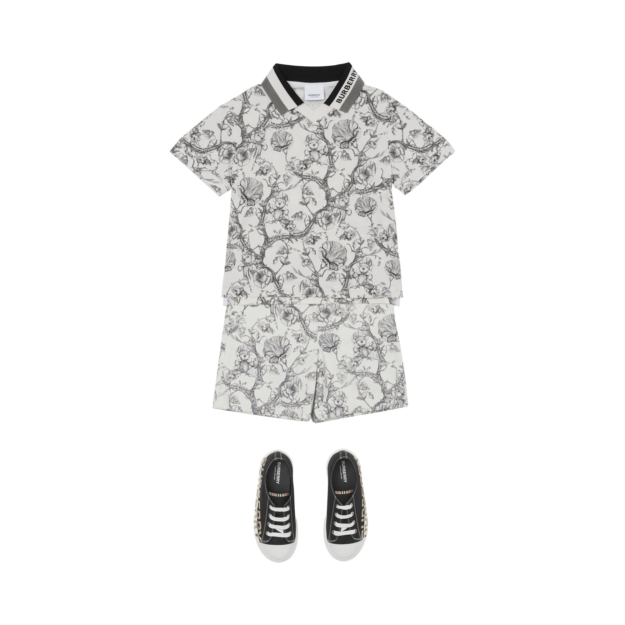 Polo à illustration florale - Black & White