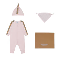 Coffret cadeau pour bébé à carreaux en trois pièces - Alabaster Pink