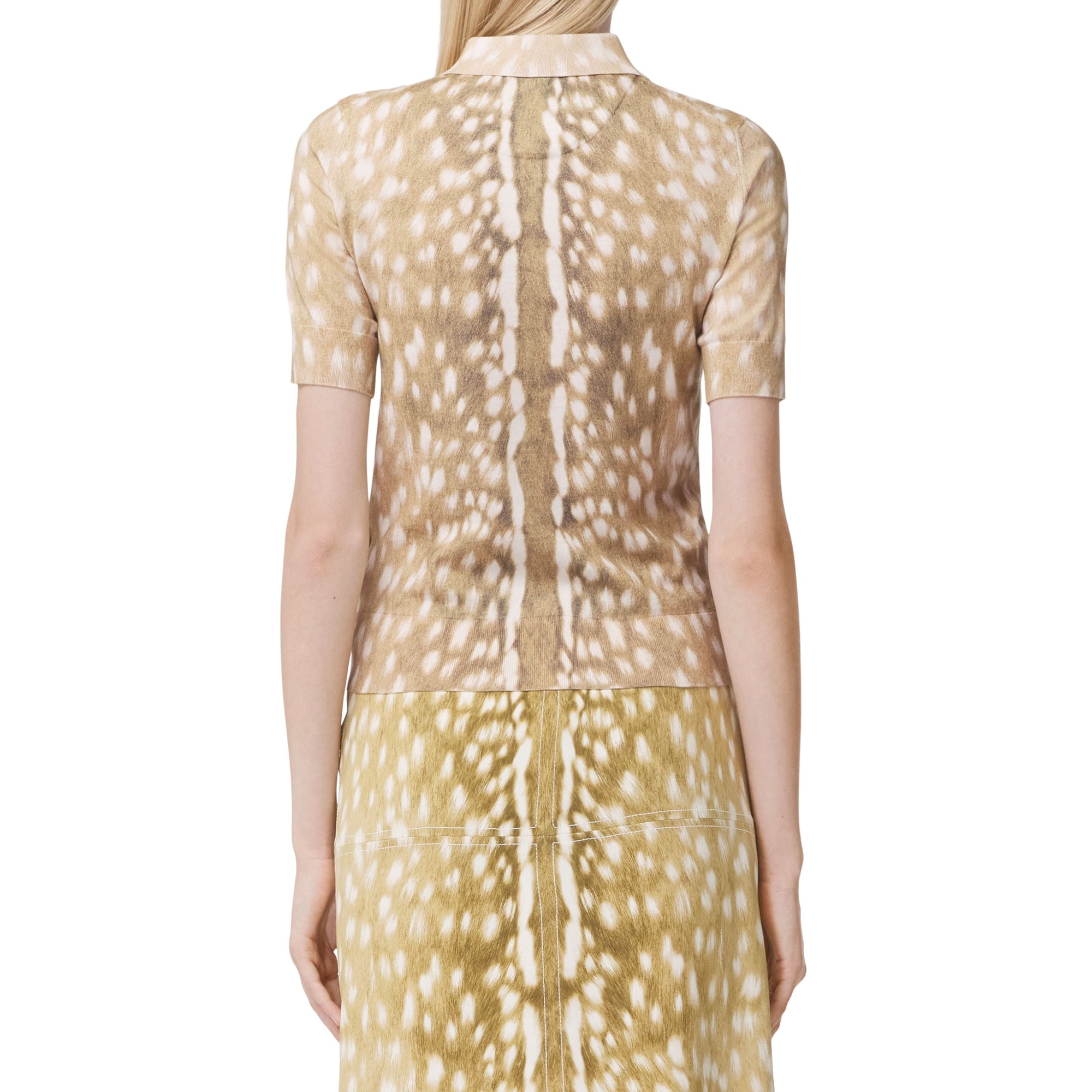 Polo en coton et cachemire à imprimé daim - Honey