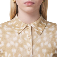 Polo en coton et cachemire à imprimé daim - Honey