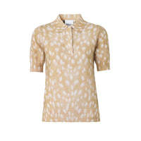 Polo en coton et cachemire à imprimé daim - Honey