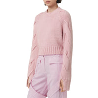 Pull court en cachemire mélangé à torsades - Pale Candy Pink
