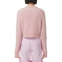 Pull court en cachemire mélangé à torsades - Pale Candy Pink