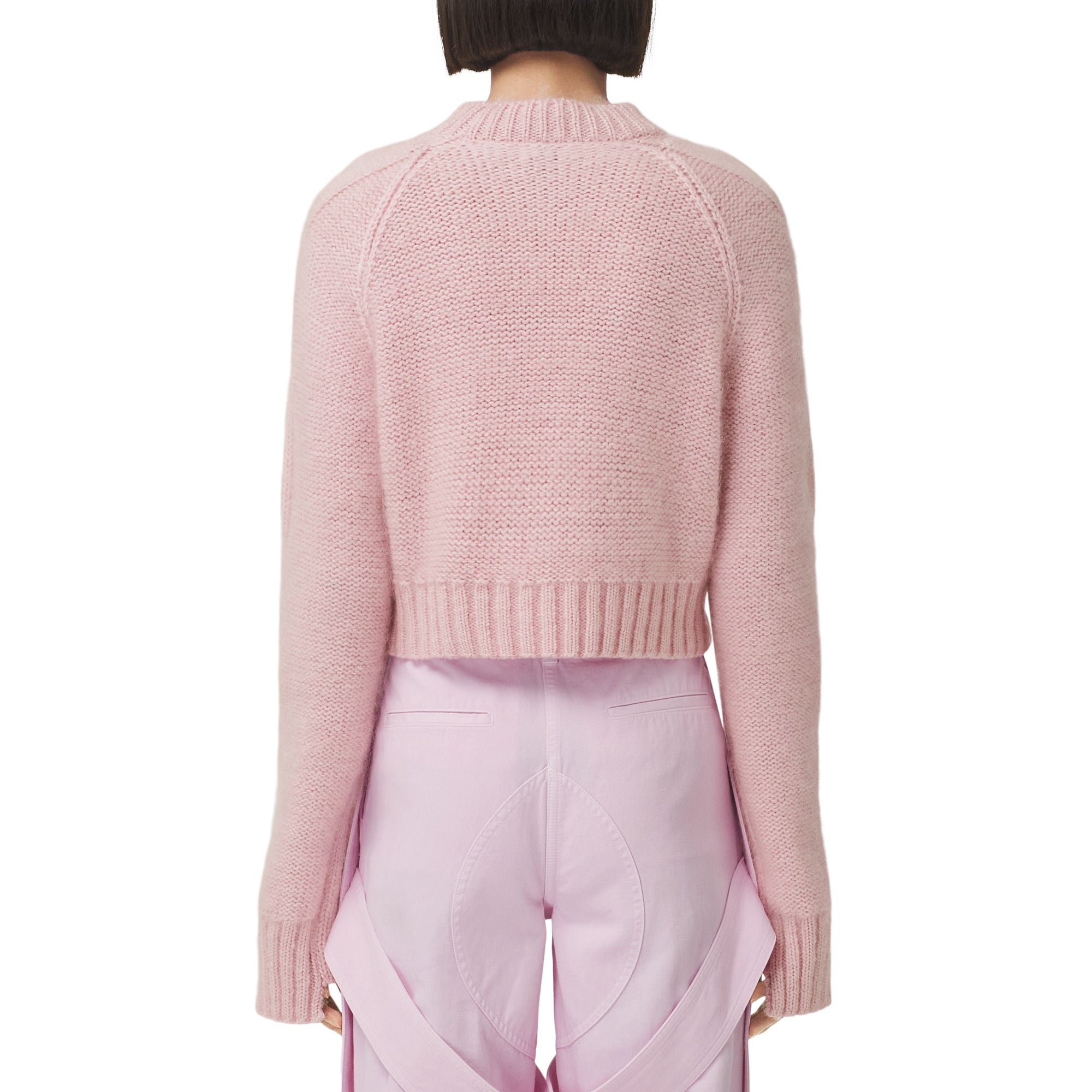 Pull court en cachemire mélangé à torsades - Pale Candy Pink