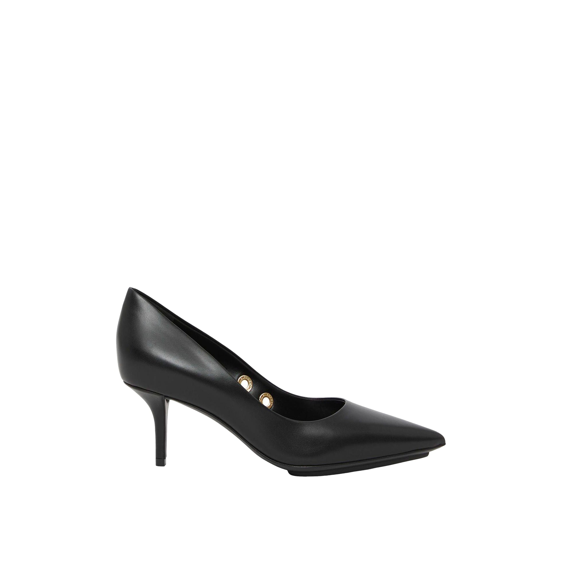 Escarpins à bout pointu en cuir à œillets - Black