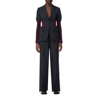 Veste tailleur en laine avec panneaux - Navy Black