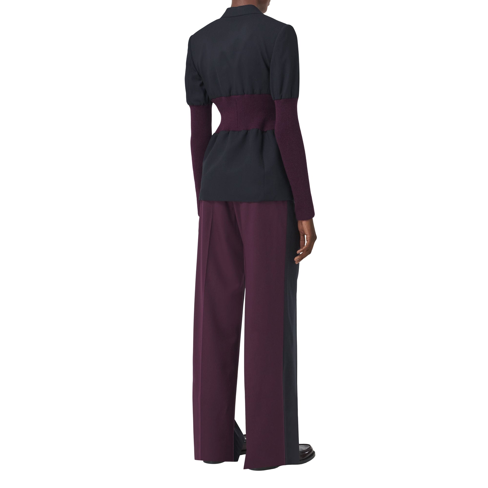 Veste tailleur en laine avec panneaux - Navy Black