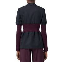 Veste tailleur en laine avec panneaux - Navy Black