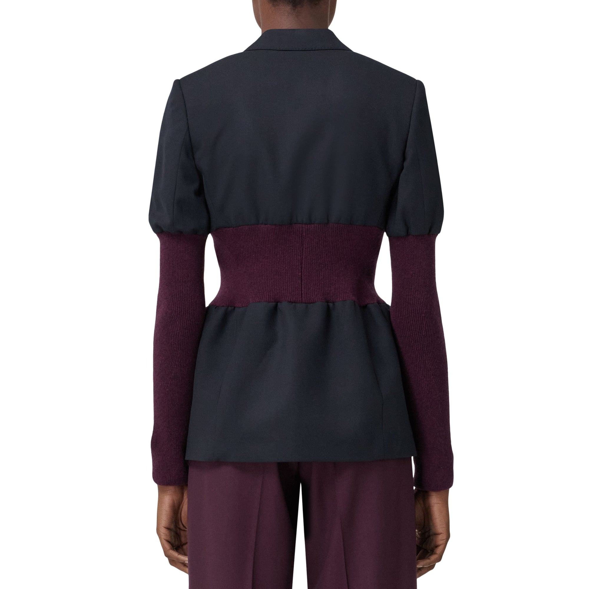 Veste tailleur en laine avec panneaux - Navy Black