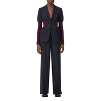 Veste tailleur en laine avec panneaux - Navy Black