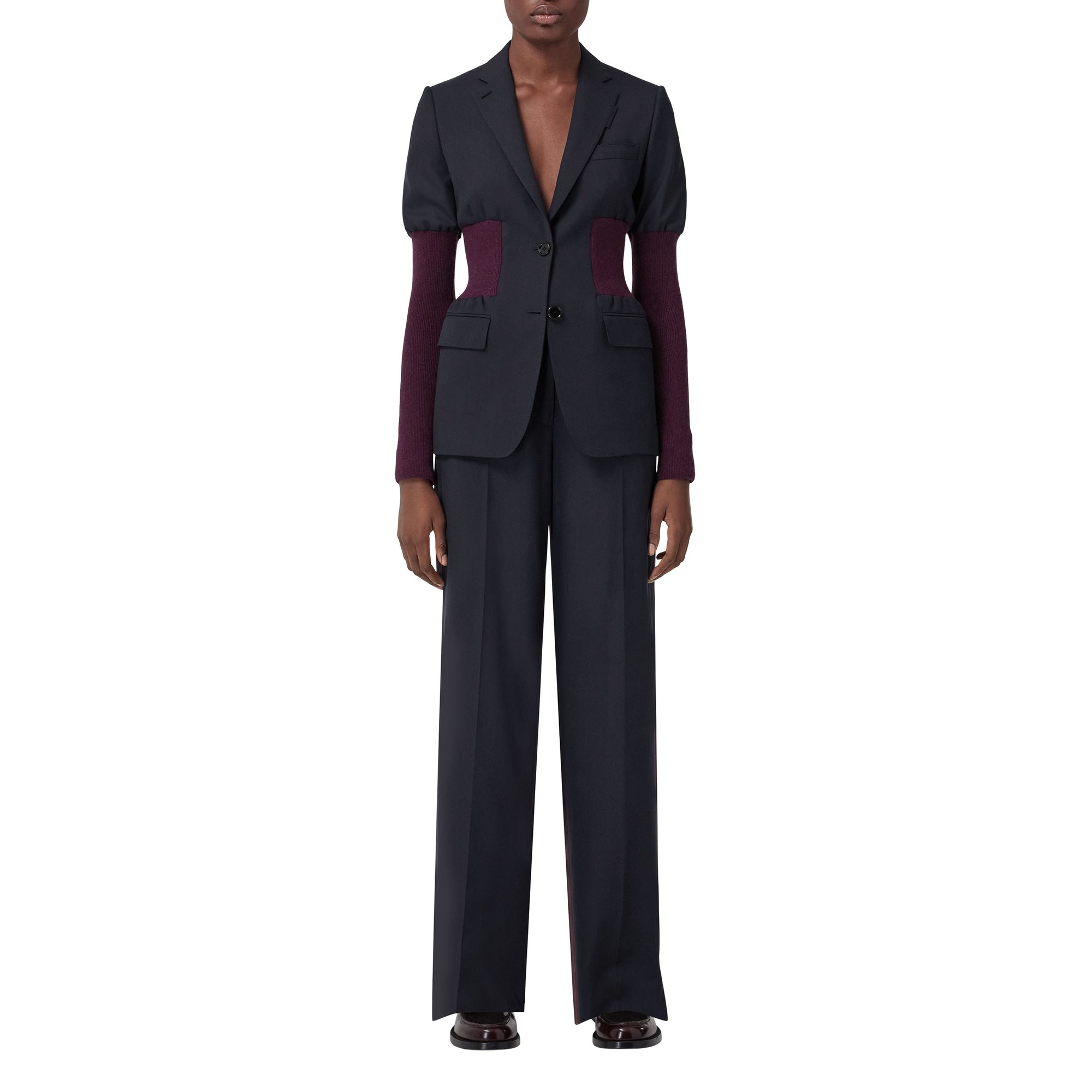 Veste tailleur en laine avec panneaux - Navy Black