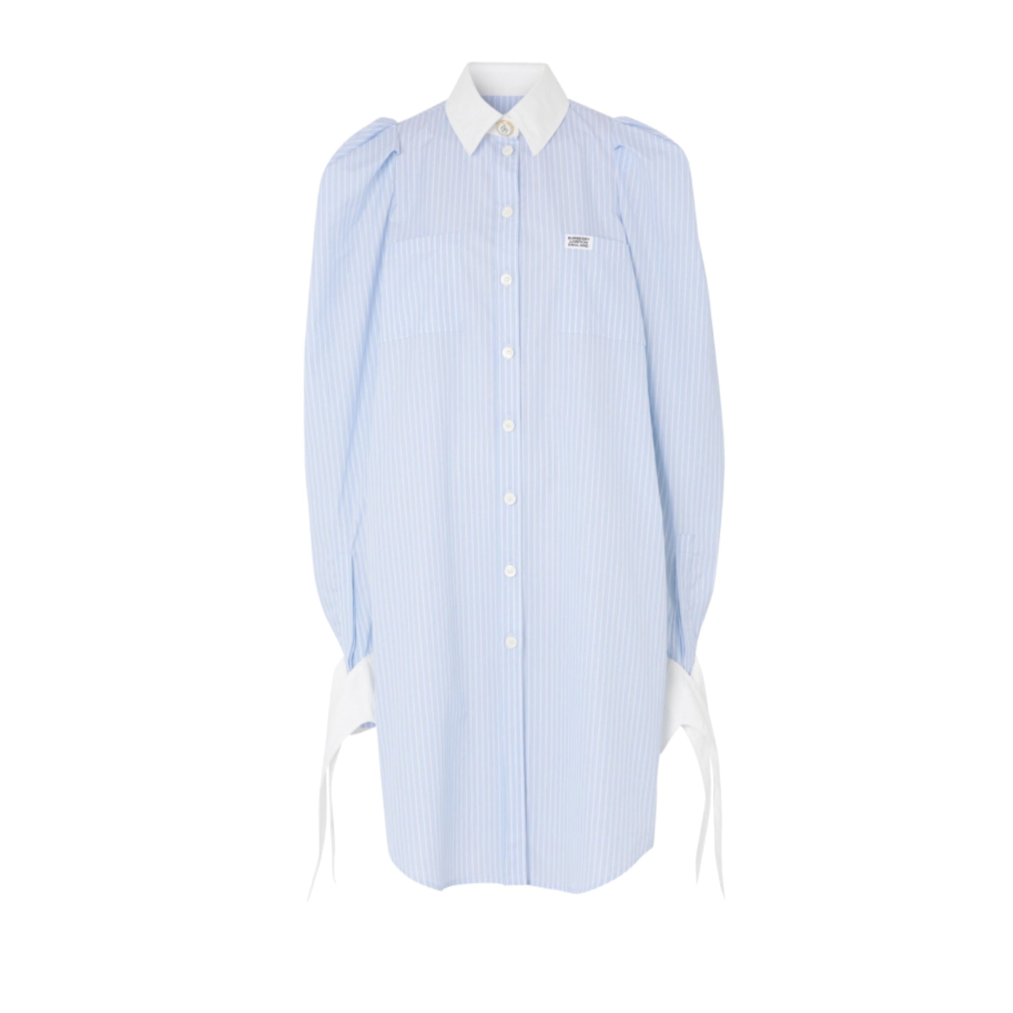 Robe chemise en popeline de coton rayée - Pale Blue Stripe