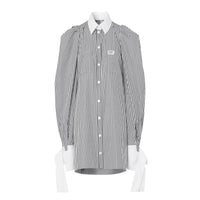 Robe chemise en popeline de coton rayée - Black Stripe