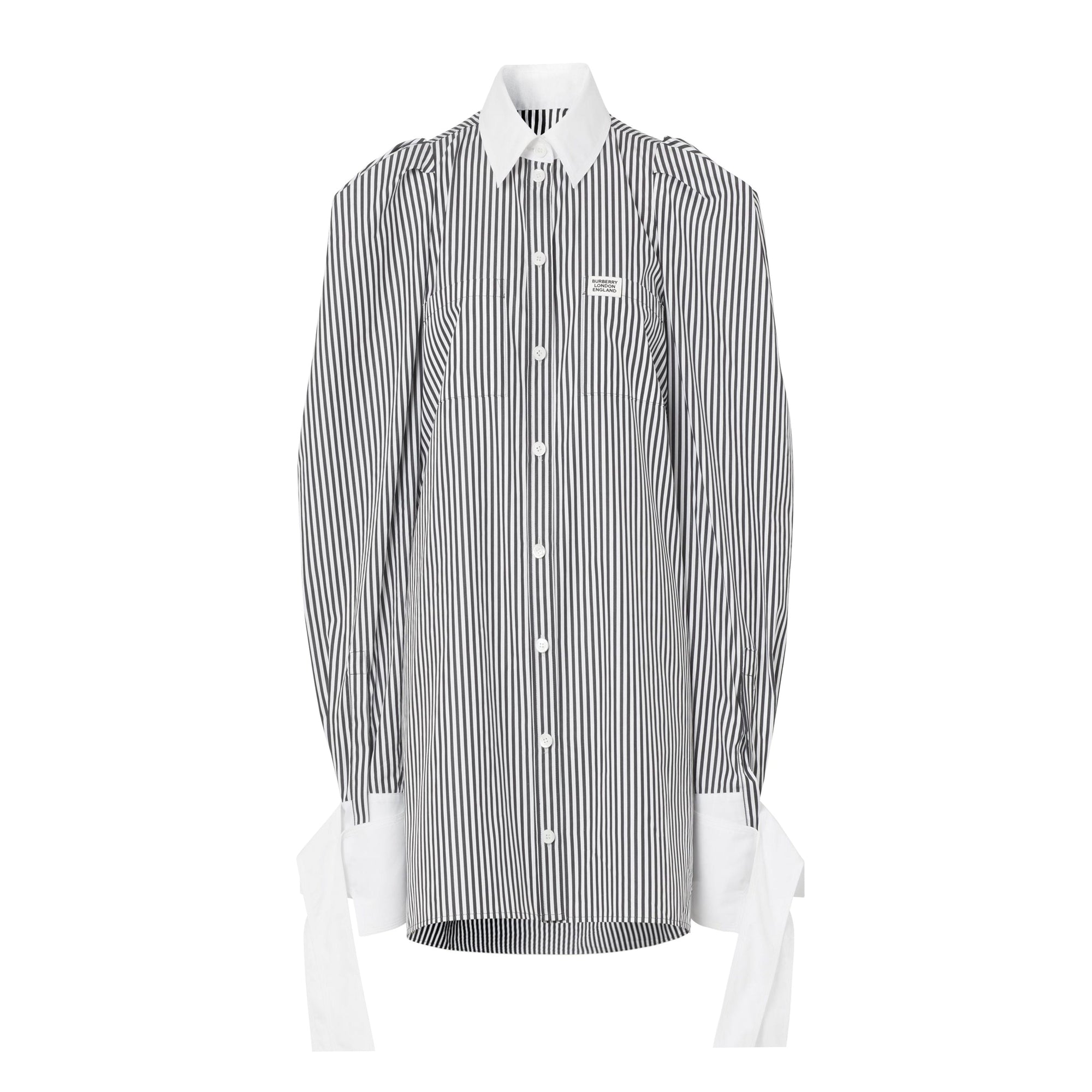 Robe chemise en popeline de coton rayée - Black Stripe