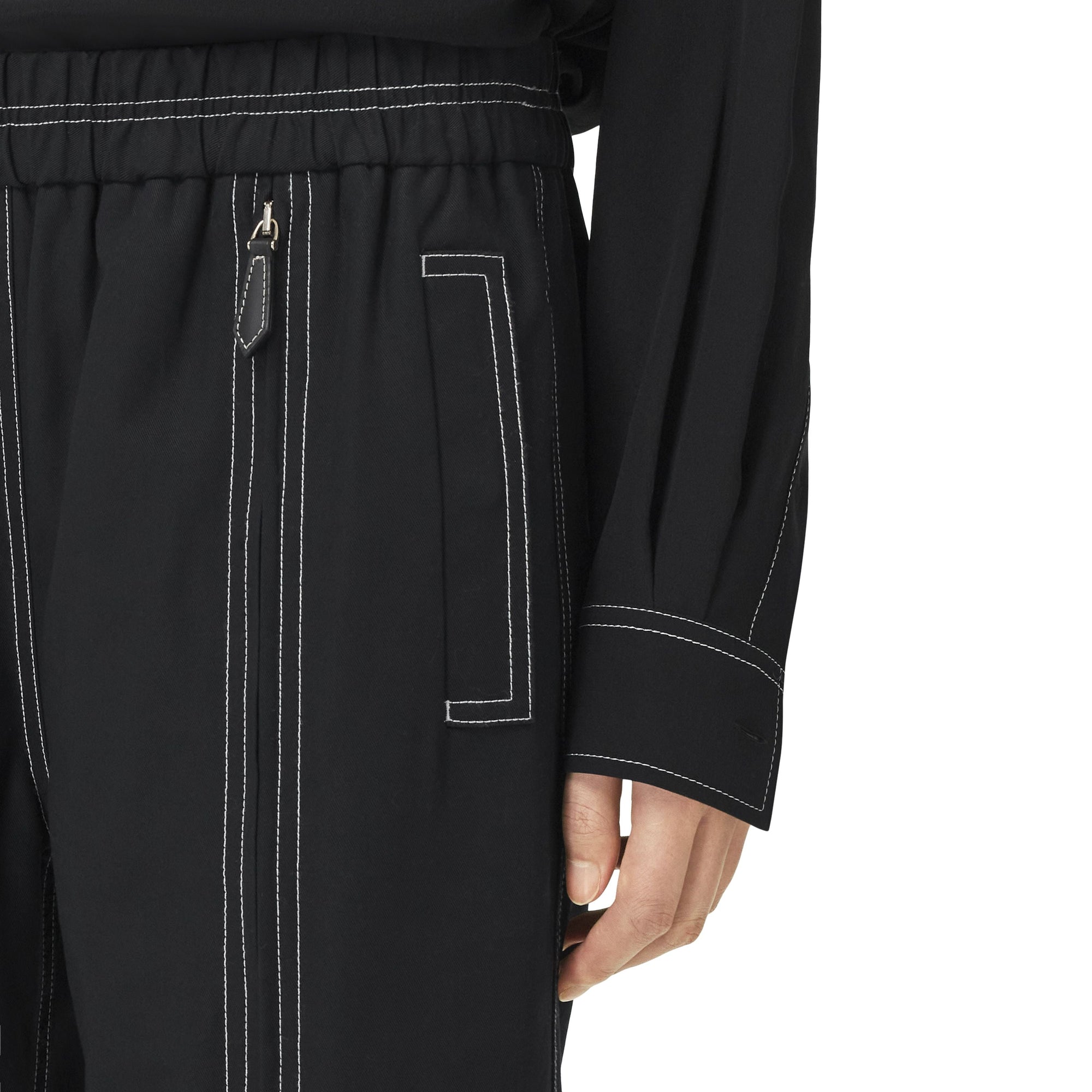 Pantalon cargo en coton surpiqué - Black