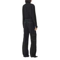 Pantalon cargo en coton surpiqué - Black