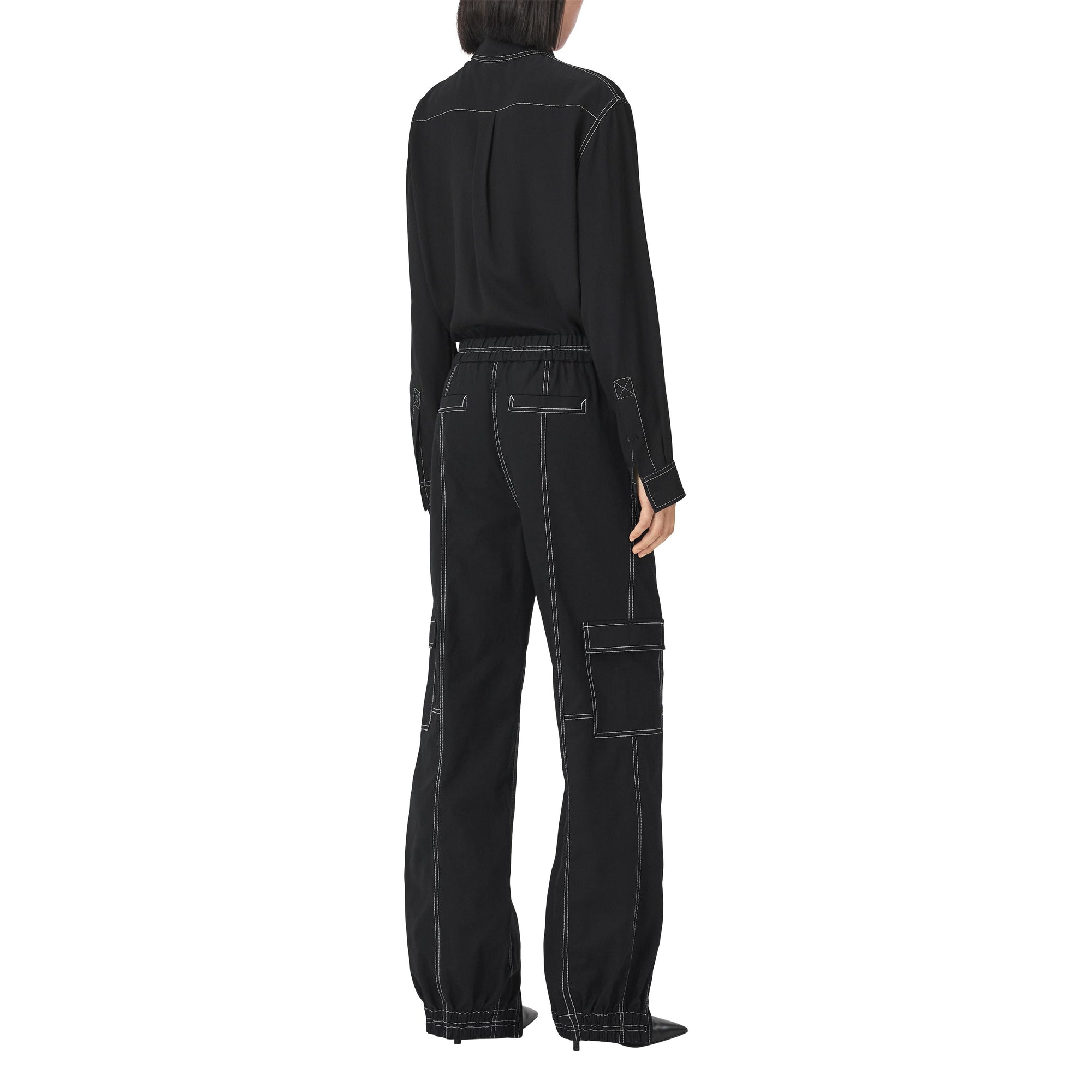 Pantalon cargo en coton surpiqué - Black