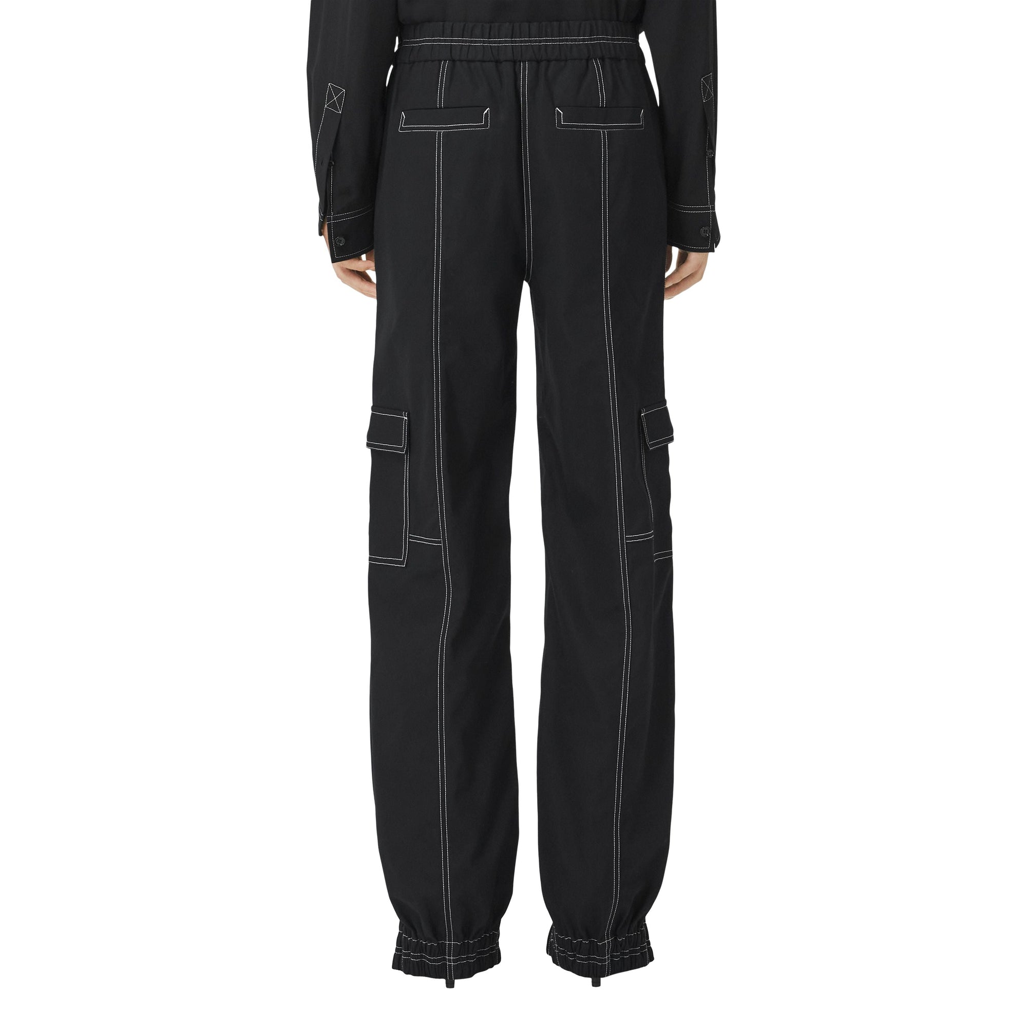 Pantalon cargo en coton surpiqué - Black