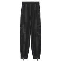 Pantalon cargo en coton surpiqué - Black