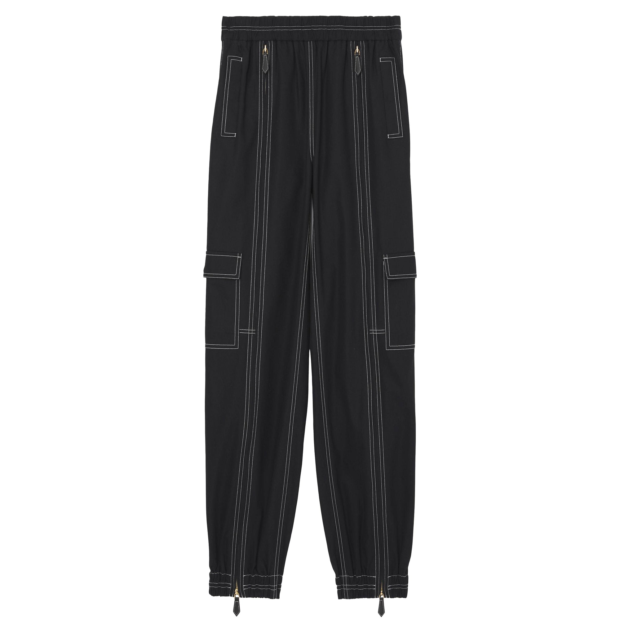 Pantalon cargo en coton surpiqué - Black