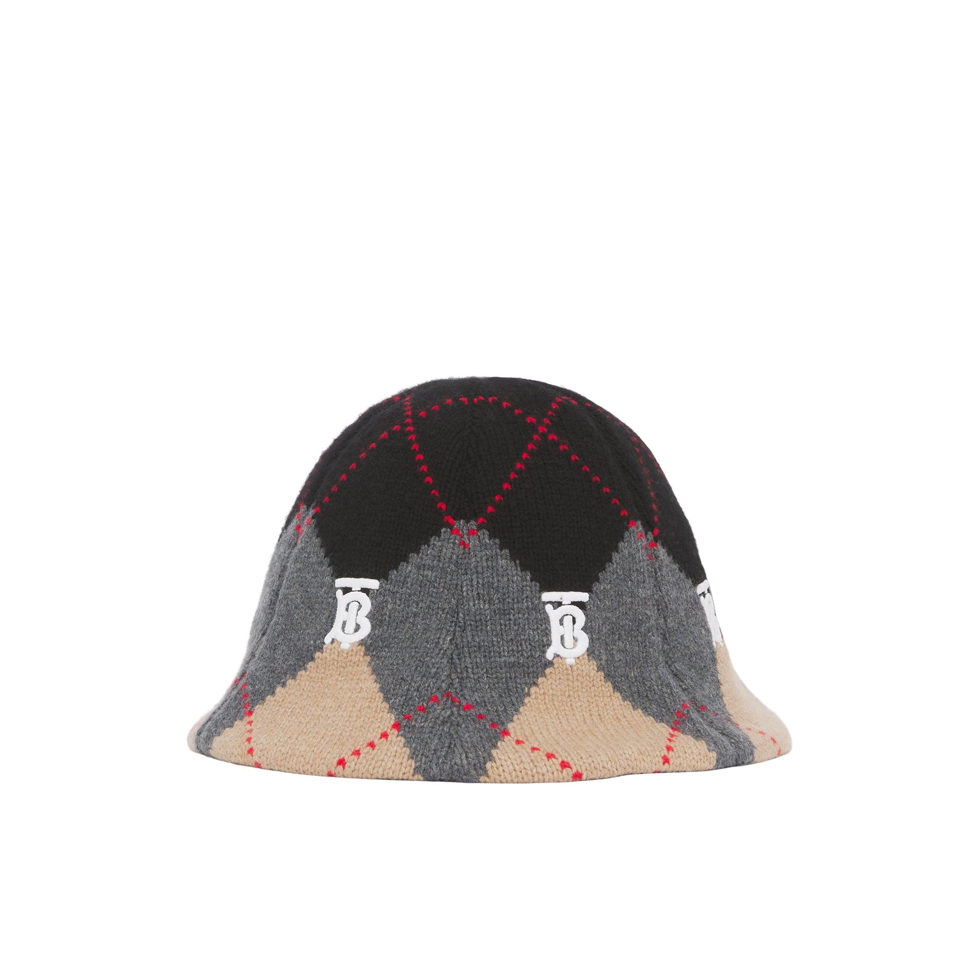 Bob en laine et cachemire argyle jacquard - Grey Argyle Knit