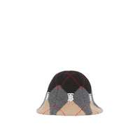Bob en laine et cachemire argyle jacquard - Grey Argyle Knit