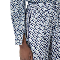 Pantalon ample en soie rayé Monogram - Cobalt Blue