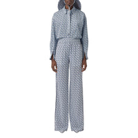 Pantalon ample en soie rayé Monogram - Cobalt Blue