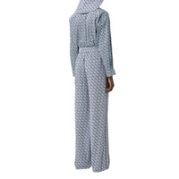 Pantalon ample en soie rayé Monogram - Cobalt Blue