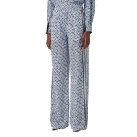 Pantalon ample en soie rayé Monogram - Cobalt Blue