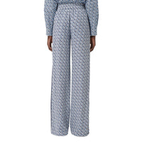 Pantalon ample en soie rayé Monogram - Cobalt Blue