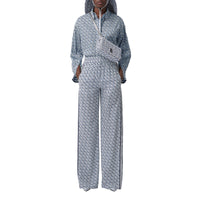 Pantalon ample en soie rayé Monogram - Cobalt Blue