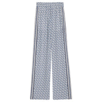 Pantalon ample en soie rayé Monogram - Cobalt Blue
