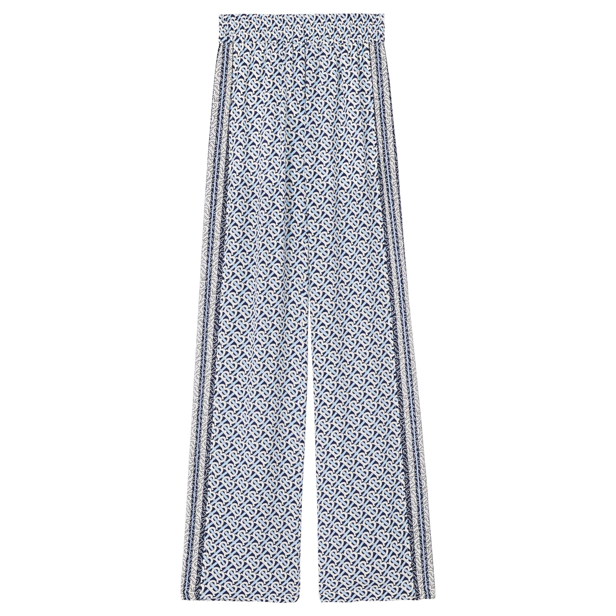 Pantalon ample en soie rayé Monogram - Cobalt Blue