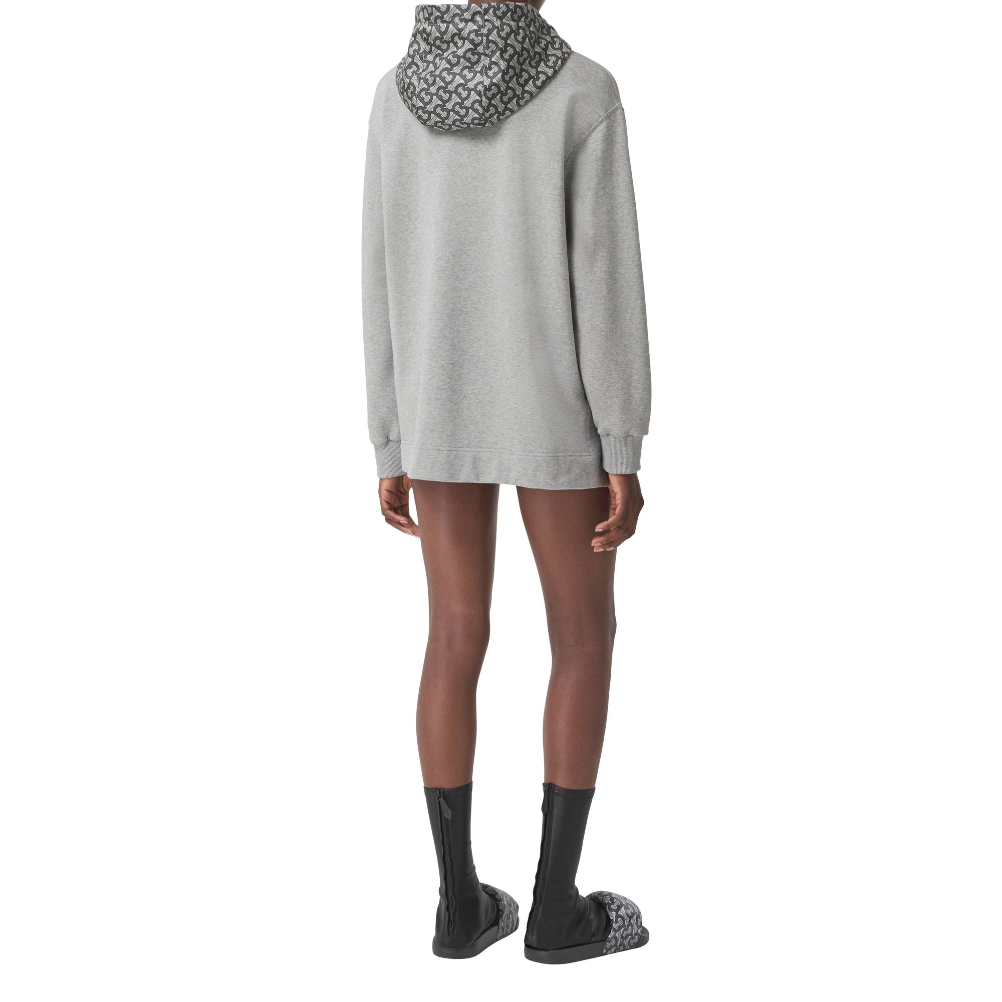 Hoodie oversize en coton Monogram - Pale Grey Melange