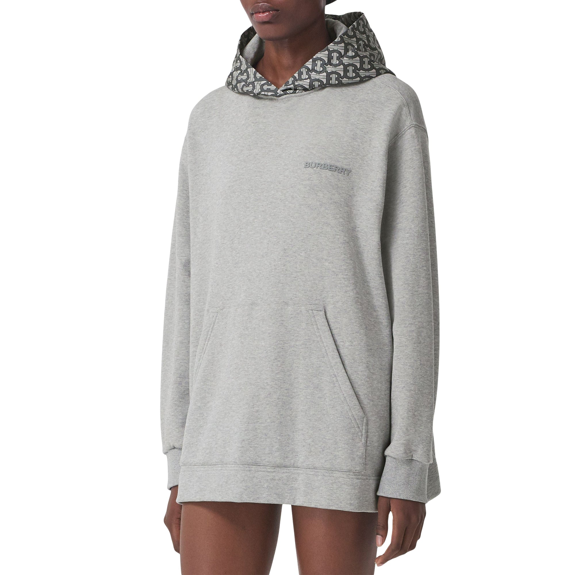 Hoodie oversize en coton Monogram - Pale Grey Melange