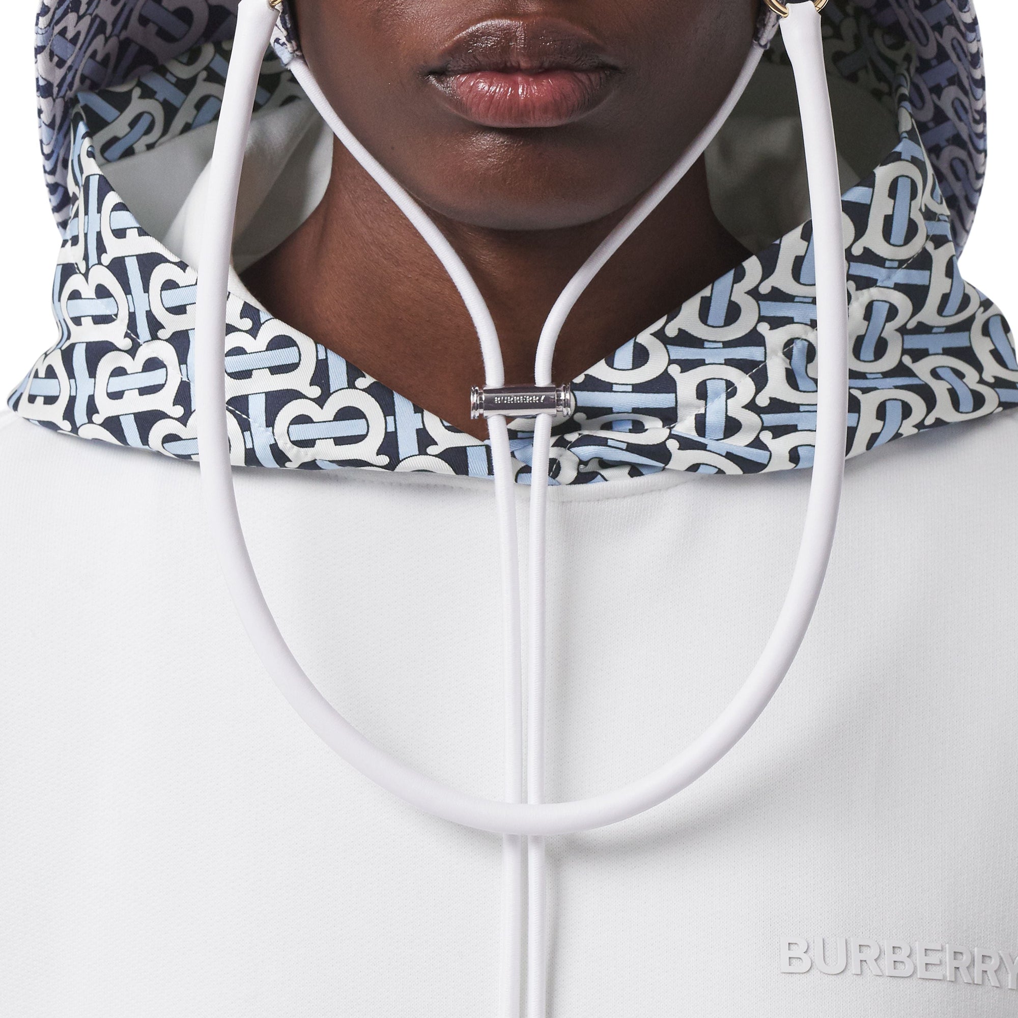 Hoodie oversize en coton Monogram - White