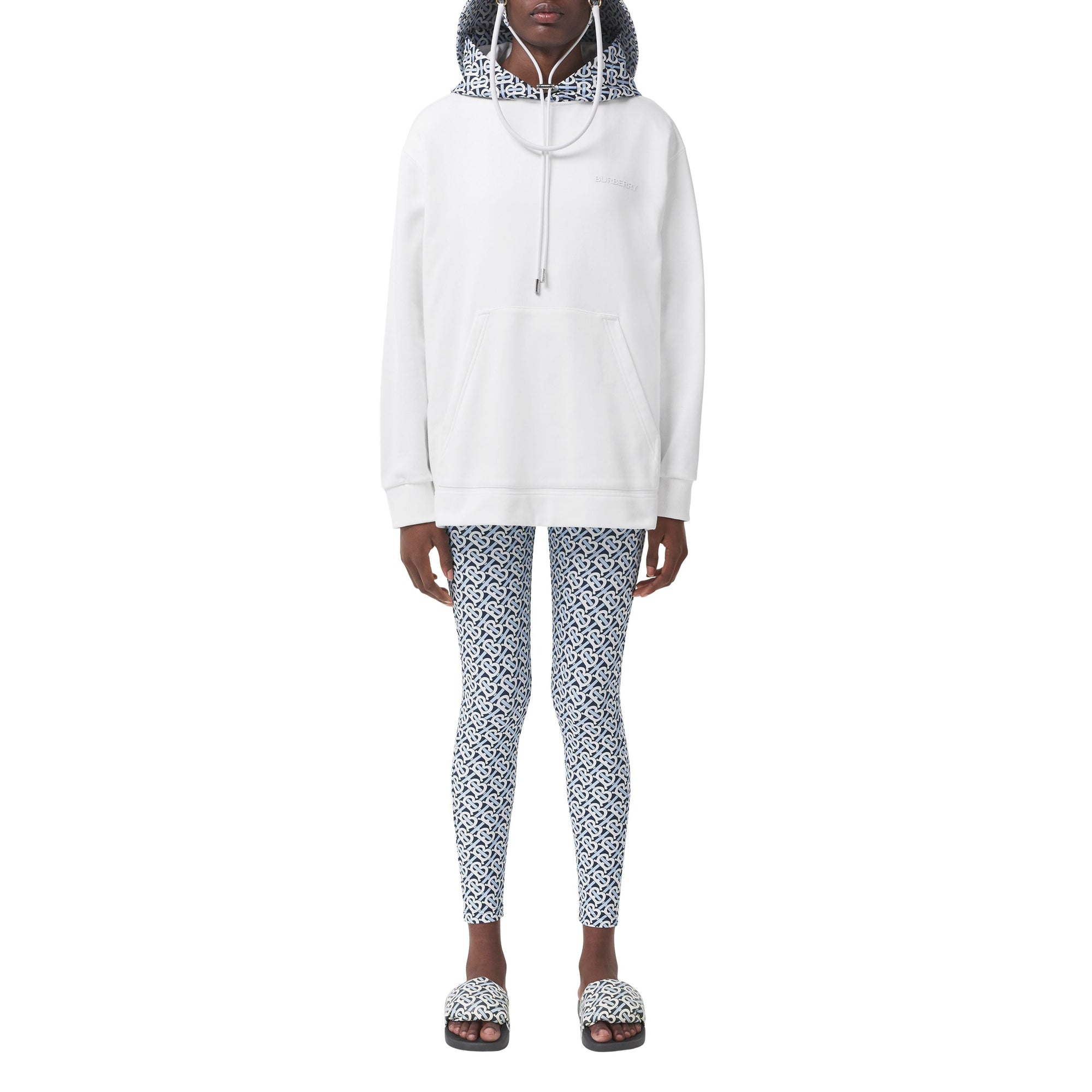 Hoodie oversize en coton Monogram - White