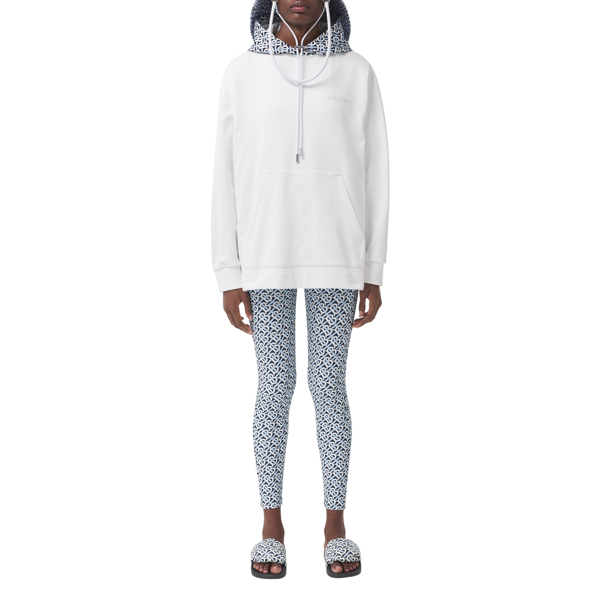 Hoodie oversize en coton Monogram - White