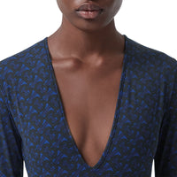 Body à col en V en jersey stretch Monogram - Deep Royal Blue