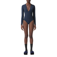 Body à col en V en jersey stretch Monogram - Deep Royal Blue